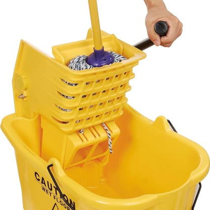 Global Industrial Commercial Mop Bucket and Wringer Combo with Side Press, 38 Quart Capacity, Durable Corrosion-Resistant Polypropylene, 3" Swivel Casters, Yellow - color: Yellow