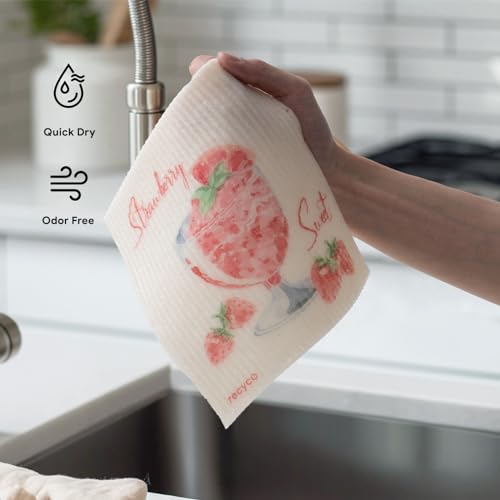 RECYCO Swedish Dishcloths for Kitchen | 6 Pack Cocktails Washable Dish Rags | Cellulose Reusable Cleaning Paper Towels | Absorbent Counter Dish Cloth Sponge Kitchen Wipes, 8" L x 7" W - color: Cocktails - 6 Pack
