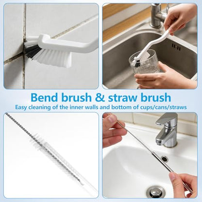 15Pcs Crevice Cleaning Brush Set, Hard Bristle Scrub Brushes for Grout, Window Tracks, and Tight Corners, Multifunctional Household Cleaning Tools for Kitchen and Bathroom