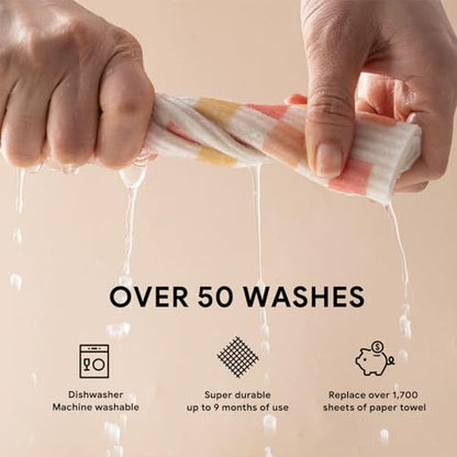 RECYCO Swedish Dishcloths for Kitchen | 6 Pack Desert Sunset Washable Dish Rags | Cellulose Reusable Cleaning Paper Towels | Absorbent Counter Dish Cloth Sponge Kitchen Wipes, 8" L x 7" W - color: Desert Sunset - 6 Pack