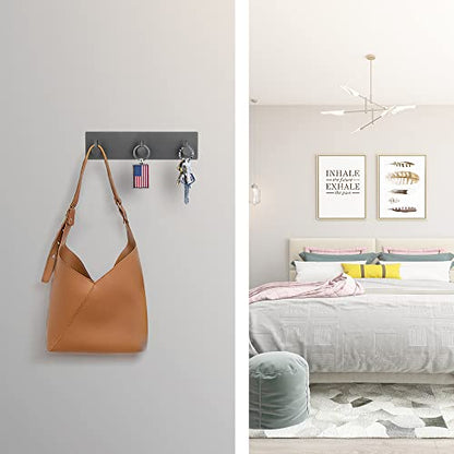 VIRFIN Key Holder for Wall with 2 Self-Adhesive Tapes, No Damage Key Holder Rack for Wall with 3 Key Hooks for Entryway, Door, Bathroom, Kitchen(Black) - size: 3 Hooks