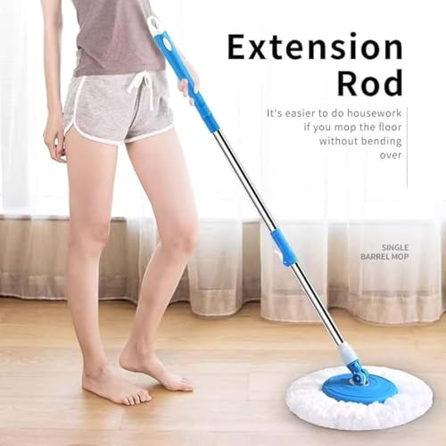 (2 Sink Wiper Free) Spin Mop with Telescopic Handle and Replacement Head, Blue Mop Stick for Floor Cleaning Without Bucket Spin Mop with Microfiber