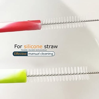 Drinking Straw Cleaning Brushes Set 15" Extra Long 10mm Extra Wide Pipe Tube Cleaner Nylon Bristles Stainless Steel Handle - 15" x 3/8" (10mm) - Set of 4