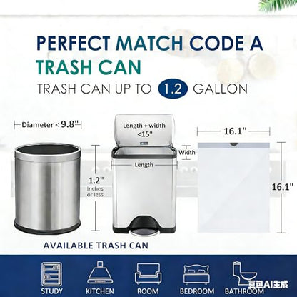 1.2 Gallon Mini Drawstring Trash Bags Garbage Bags, 120 Counts Small Strong Plastic Bags fit 4-5L Trash Can for Home Office Kitchen Bathroom Bedroom, White Waste Basket Liners - style: 120-1.2 Gallon-White