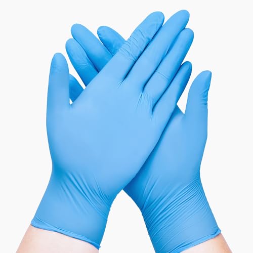 SwiftGrip Disposable Nitrile Exam Gloves, Blue, Latex Free, Medical Gloves for Cleaning, Food-Safe, Powder Free, Non-Sterile - size: Medium