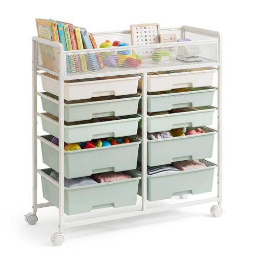 Rolling Craft Cart with 10 Drawers, Art Craft Organizers and Storage with Lockable Wheels, Utility Cart for Organizing Arts and Crafts,Yarn,Toy, School Supplies,Nail Product - size: 10-Drawers(1 Pack)