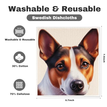 5 Pcs Cute Doggy Swedish Dishcloths, Dalmatian & Border Terrier Swedish Dishcloth, Rough Collie Dish Cloths for Drying Dishes, Reusable Cleaning Cloths, Dog Lover Gifts for Women - color: Lm 03428