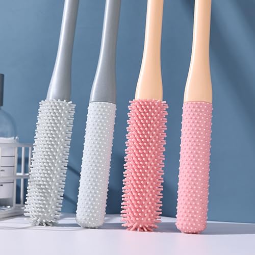 OWIIZI Toe Cleaning Brush 15.7" Foot Scrubber in Shower with Long Handle Silicone Gap Brush Between Toes Cleaner Soft Feet Care Scrub for Seniors,Elderly, Men and Women- 2Pack - color: Grey