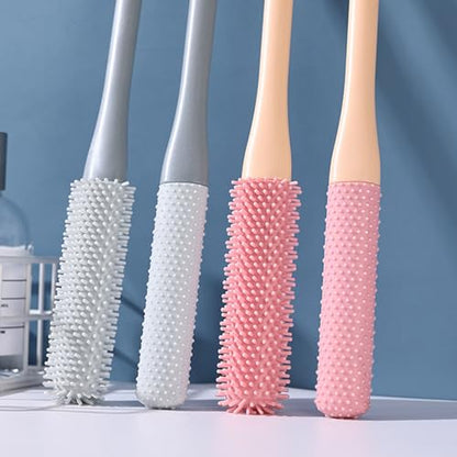 OWIIZI Toe Cleaning Brush 15.7" Foot Scrubber in Shower with Long Handle Silicone Gap Brush Between Toes Cleaner Soft Feet Care Scrub for Seniors,Elderly, Men and Women- 2Pack - color: Grey