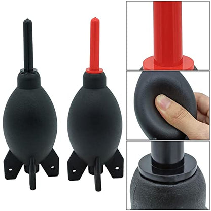 Lens Cleaning Kit Contains 2 Pcs Rubber Rocket Air Blower Duster, Lens Cleaning Pen, Blower Brush Dust Cleaner and Carrying Pouch, for Lens, Camera, SLR, Telescope, Magnifying Glass, Phone