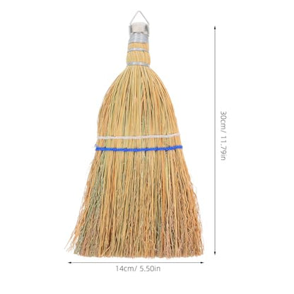 Ipetboom Heavy Duty Outdoor Yard Broom with Straw Bristles, Portable Hand Broom for Garage, Patio, and Garden Cleaning, Hanging Ring for Easy Storage, Concrete and Driveway Sweeping Tool
