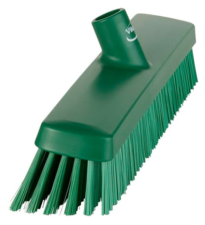 Vikan 31752 16" Heavy-Duty Push Broom, Soft/Stiff, Green - color: Green