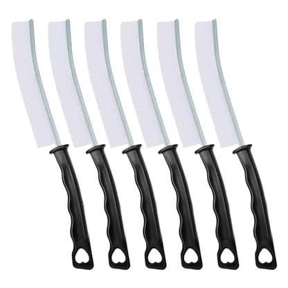 Hard Bristle Crevice Cleaning Brush, Versatile Scrub Tool for Kitchen, Window, Vehicle, Faucets,Grout, Household Use, and Bathroom 6 Pack Color Black and White