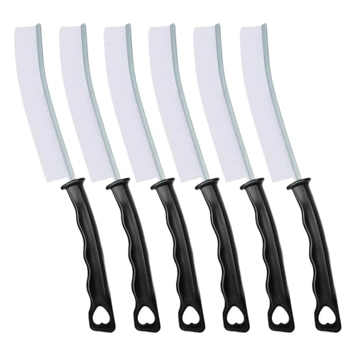 Hard Bristle Crevice Cleaning Brush, Versatile Scrub Tool for Kitchen, Window, Vehicle, Faucets,Grout, Household Use, and Bathroom 6 Pack Color Black and White