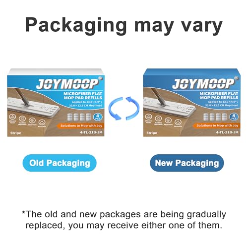 JOYMOOP Flat Mop Replacement Pads, Microfiber Cleaning Refills, Washable Stripe Pads, 13 inch, Pack of 4 for Flat Mop and Mop Bucket System - color: 4 Pcs 13" - 4 Stripe, size: 13.0 × 4.9 Inch