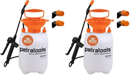 Petratools 1 Gallon Pump Sprayer – HD101 Garden Sprayer for Weeds, Lawn Care & Pesticides – 52” Long Hose, 2 Nozzles & Easy Carry Handle – Durable & Lightweight (Pack of 2) - size: 1 Gallon (Pack of 2)