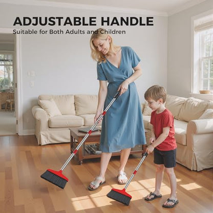 Handy Broom 2Pack, Indoor/Outdoor Brooms, Duty Kitchen Broom, for Home Garage Kitchen Office Courtyard Lobby Patio Lawn Concrete (2, Red) - color: Red