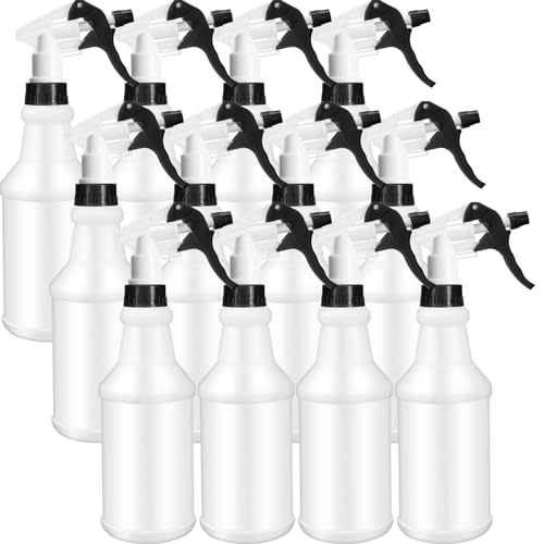 Eccliy 12 Pcs 16 Oz Plastic Spray Bottle, Adjustable Empty Reusable Sprayer for Cleaning, Planting, Water, Bathroom and Kitchen, BBQ, Commercial and Residential (Original,Black&white) - color: Black&white, size: Original