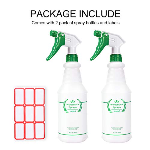Plastic Spray Bottle 2 Pack, 32 Oz, All-Purpose Heavy Duty Spraying Bottles Leak Proof Mist Empty Water Sprayer for Cleaning Solution, Essential Oils, Hair, Planting with Adjustable Nozzle - Green - color: Green