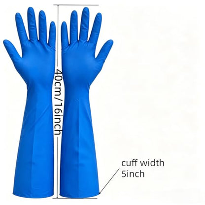 Long Nitrile Disposable Gloves Extended Cuff 16inch Latex-Free Blue Household Kitchen Cleaning Dishwashing 50PCS - color: Blue, size: Medium