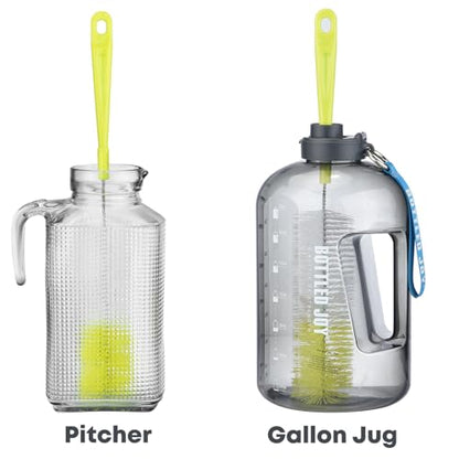 ALINK 3-Pack Long Narrow Neck Bottle Cleaning Brush for Beer, Wine, Flask, Thermos, Sport Well, Brewing Bottle and Hummingbird Feeder and Long Narrow Neck Sport Bottles - color: Ligth Green