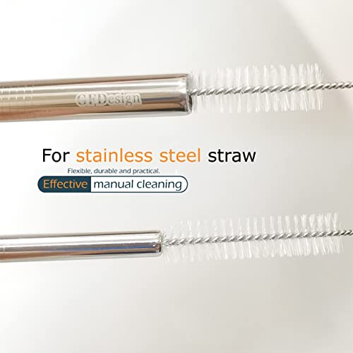 Drinking Straw Cleaning Brushes Set 15" Extra Long 10mm Extra Wide Pipe Tube Cleaner Nylon Bristles Stainless Steel Handle - 15" x 3/8" (10mm) - Set of 4