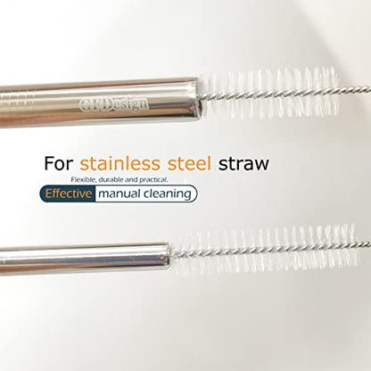 Drinking Straw Cleaning Brushes Set 15" Extra Long 10mm Extra Wide Pipe Tube Cleaner Nylon Bristles Stainless Steel Handle - 15" x 3/8" (10mm) - Set of 4