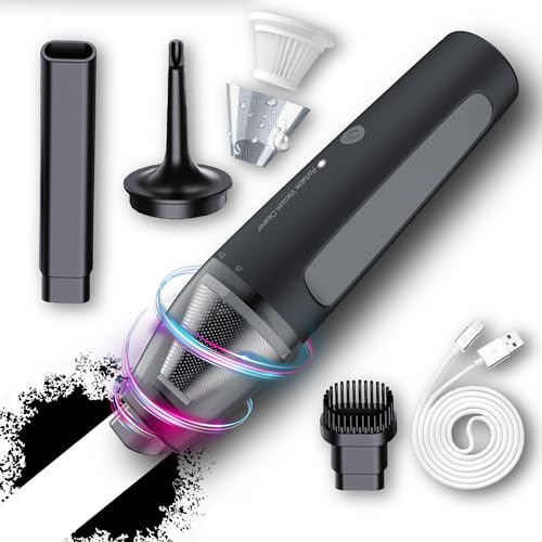 PATO Cordless Handheld Vacuum Cleaner, a Vacuum Cleaner for Small Cars, with Powerful Suction, Equipped with a 1800 mAh high-Capacity Battery,Black - color: Matte Black