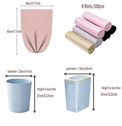 4 Gallon Bathroom Trash Bags,6 Rolls Small Trash Garbage Bags, Disposable Trash Bags for Office, Bathroom Wastebasket Waste Bin (120 Count, 4Gallon Multicolor) - color: 4Gallon Multicolor
