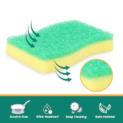 LAUNDRYLUX Scrub Sponge, 4 Pack Dual-Sided Temperature-Responsive Scrubber - Non-Scratch - Multipurpose Dish Sponges for Kitchens, Bathrooms, and Outdoor Use - S Shape - style: S Shape