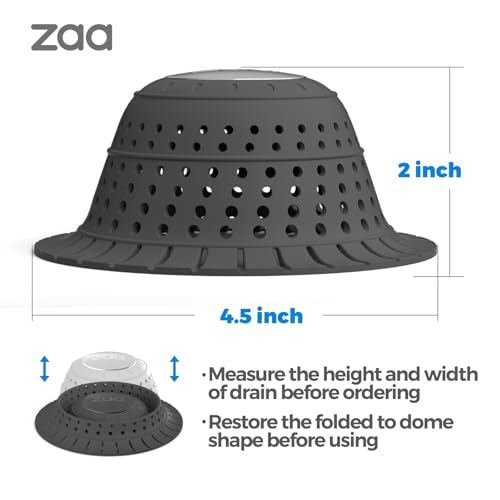 zaa Bathtub Drain Hair Catcher, 2 Pack Silicone Collapsible Bathtub Drain Cover Hair Catcher & Protector for Pop-Up & Regular Drains of Shower, Bathtub, Tub, Bathroom, Sink, Black Black - color: Black
