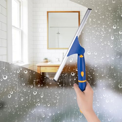 ITTAR 12 inch Rotatable Shower Squeegee for Glass Doors, Multi-Purpose Window Squeegee with Hook & Refill Rubber Blade, Bathroom Cleaner Tool for Shower Door Window Mirror Wall Car Windshield - size: 12 Inch