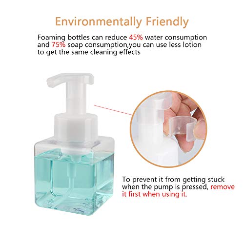 UUJOLY Foaming Soap Dispenser, 250ml (9oz) Refillable Pump Bottle for Liquid Soap, Shampoo, Body Wash (2 Pcs) (Small Clear) - color: Clear, size: 9 oz (2 Pack)