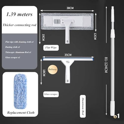 Window Cleaning Tools Professional Cleaner Window Washing Kit with Extension Pole High-Rise Windows Commercial Window Squeegee High-Altitude Exterior Wall Cleaning Tool - size: 139cm/4.6ft