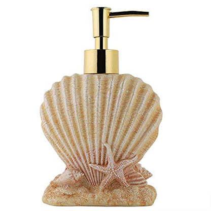 Shell Lotion Dispenser Bottle, Decorative Leak Pump Container for Bathroom Kitchen Plastic Electroplated Press 300ml 1 Pack