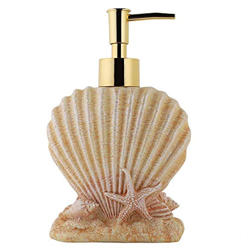 Shell Lotion Dispenser Bottle, Decorative Leak Pump Container for Bathroom Kitchen Plastic Electroplated Press 300ml 1 Pack