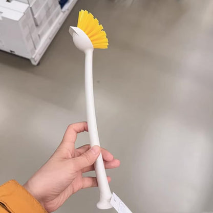 2 Pcs Scrub Brush with Handle 11'' Dish Scrubber Brush Kitchen Sink Brush Long Handle Dish Cleaning Brush for Kitchen Dishes Pot Sink Cleaning,Yellow - color: Yellow