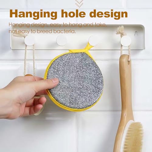 Double-Sided Non-Scratch Dish Sponge Scrubber - Reusable Round Scouring Pads for Dishes, Pots & Pans, Kitchen Sink Cleaning Tool (10)