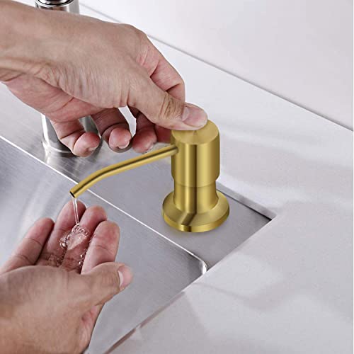 Sink Soap Dispenser, Kichen Sink Soap Dispenser, 47" Extension Tube kit, Under Sink Soap Dispenser Pump, No Need More Refills （Golden, 2 Pack） - color: Golden-2 Pack