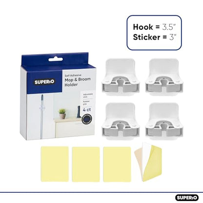 Superio Broom Organizer, Single Plastic Broom & Mop Organizers (Plastic, 8) - size: 8
