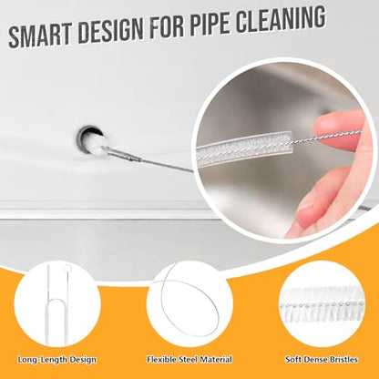 Drain Snake Clog Remover—60inch Sink Snake Brush,20inch Multi-tooth Clog Remover,18inch Cleaning Brush,Drain Auger Cleaner Tool Set for Bathtub,Fish Tank,Sewer,Kitchen Sink,Drainage Pipe(7PCS) - style: Pack of 7PCS
