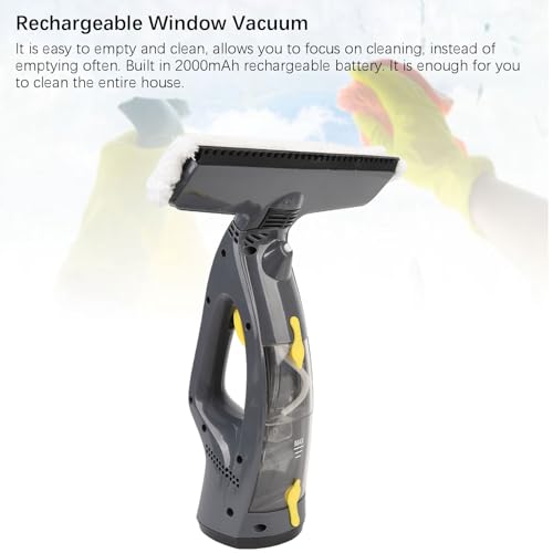 Cordless Window Vacuum, 2000mAh Rechargeable Handheld Window Vacuum Squeegee Set, Cleaner with 1 Button Operation for Windows Tiles Mirrors Shower Doors Countertops