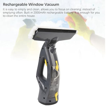 Cordless Window Vacuum, 2000mAh Rechargeable Handheld Window Vacuum Squeegee Set, Cleaner with 1 Button Operation for Windows Tiles Mirrors Shower Doors Countertops