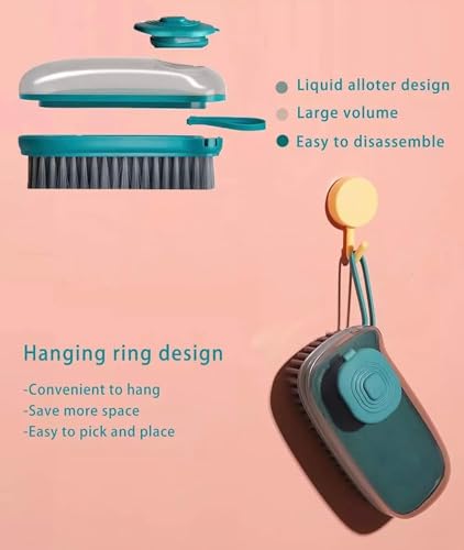 Brush with Soap Dispenser, Good Srubber Cleaner for Dish Sink Pan Pot Washing and Cleaning, Bathroom, Kitchen, Soft Laundry Clothes and Shoes Scrubbing Brush(Green) (Blue) - color: Blue