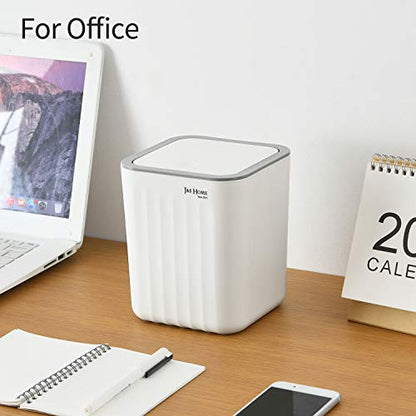 SUBEKYU 0.6 Gal Mini Desktop Trash Can with Lid, Small Square Countertop Garbage Bin, Plastic Tiny Tabletop Wastebasket for Office/Kitchen/Coffee Table, White - color: White 0.6 Gal with Lid