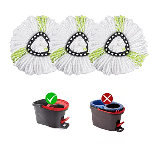 Matthew Cleaning 3Pack Green Microfiber Spin Mop Replacement Head Compatible with EasyWring Spin Mop Replace Head-EasyWring High Absorbency,Machine Washable,Microfiber Spin Mop Refills - color: Green, size: 3 Count