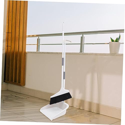 1Set Soft Bristle Broom Set with Long Handle Dustpan Cleaning Tool for Home Garage and Outdoor Use Versatile Floor Cleaning Supplies Grey