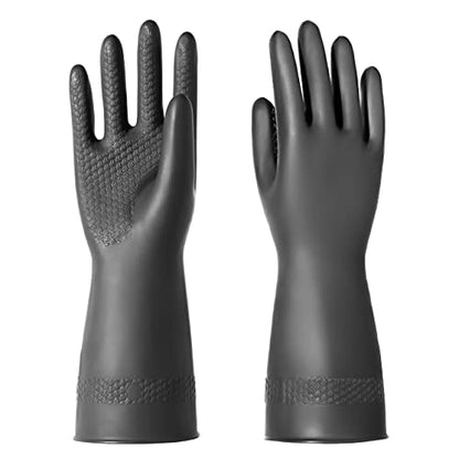 Chemical Resistant Latex Gloves,Cleaning Protective Safety Work Heavy Duty Rubber Gloves, S-M-L-XL Size, Black 1 Pair - color: S/12''