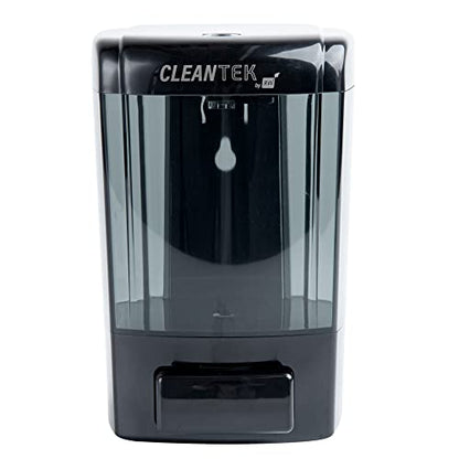 Clean Tek Professional 23.7 Ounce Manual Soap Dispenser, 1 Wall-Mountable Soap Dispenser - With Security Key, Black Plastic Refillable Soap Dispenser, Push Mechanism, Transparent Tank - Restaurantware - color: Black