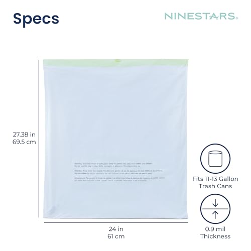 NINESTARS 13 Gallon Extra Thick Drawstring Trash Bags, Heavy Duty Leak-Proof White Plastic Garbage Bags for Kitchen, Bathroom, or Office, 90 Count - size: 13 Gallon 90 ct